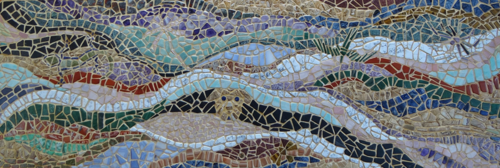 Stone-inlaid table top